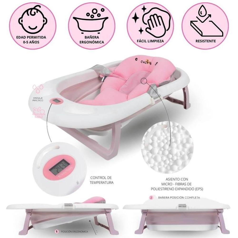 Bañera Plegable con Almohada para Bebé PARTY Pink