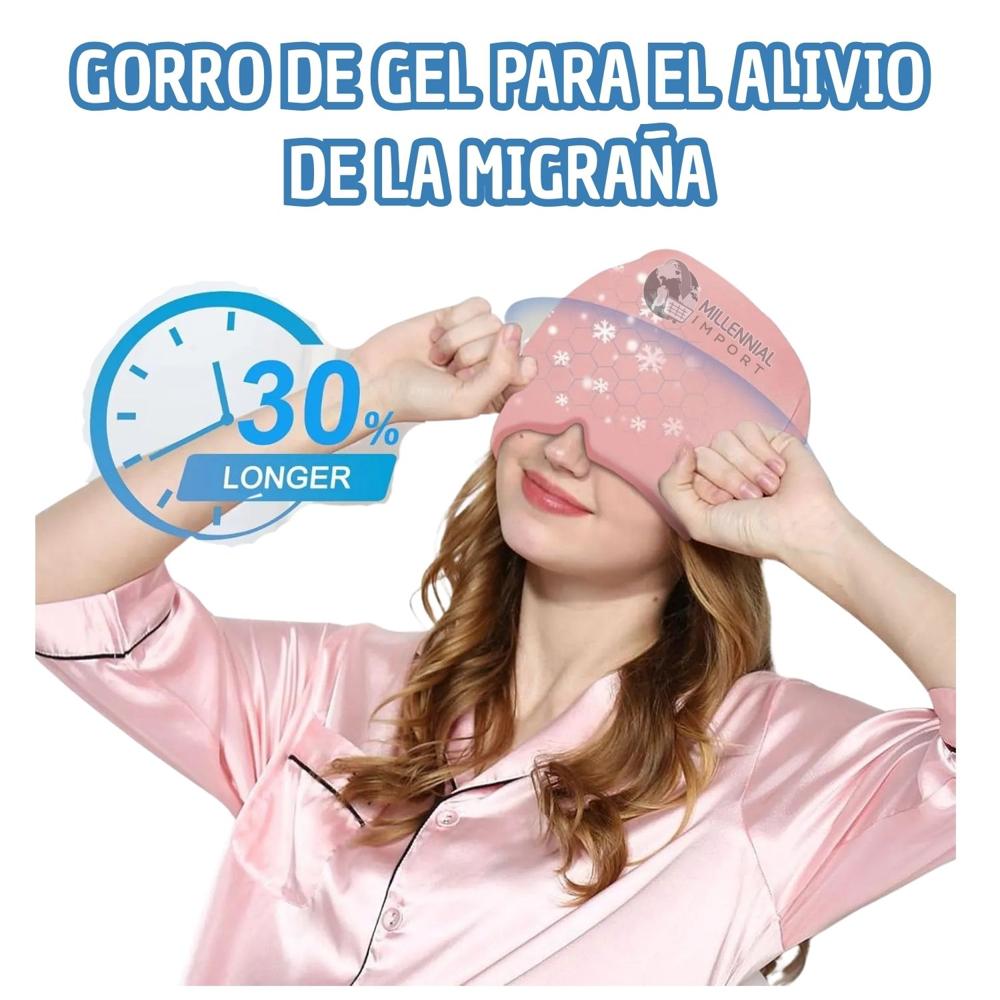 Antifaz Gorro de Gel Frío para Dormir y Evitar Dolor Cabeza Migraña