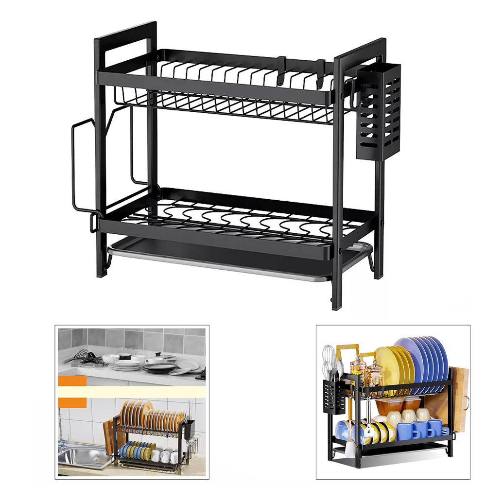 Secador / Escurridor / Organizador de platos y cubiertos de 2 niveles.