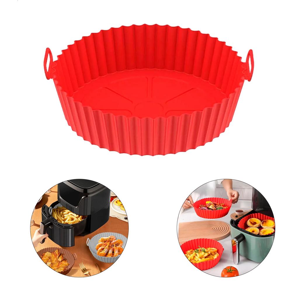 Pack 3 Bandejas de silicona para freidora de aire sin aceite - Rojo