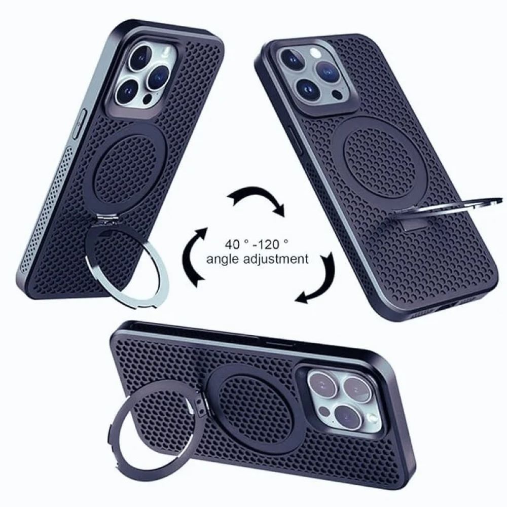 Case moket con soporte y magsafe para iphone 13 azul