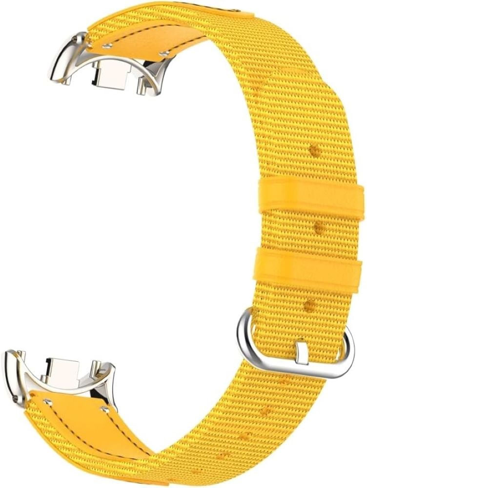 Correa de cuero y tela para Xiaomi Band 8-9 Amarillo