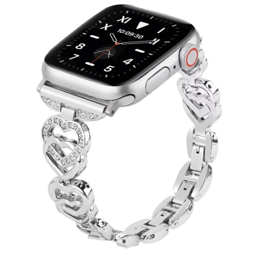 Correa corazon de acero para apple watch 38 40 41mm y 42mm serie 10 plata Correa corazon de acero para apple watch 38 40 41mm y 42mm serie 10 plata