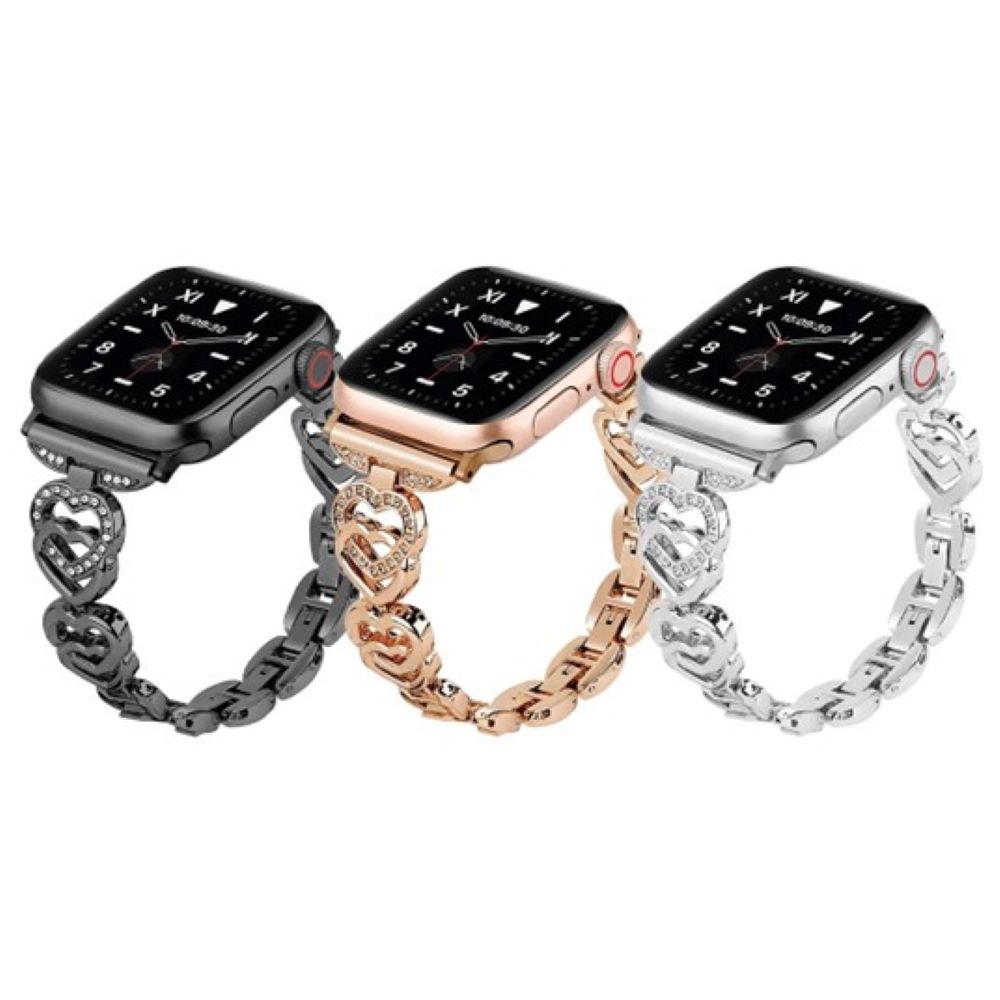 Correa corazon de acero para apple  watch 38 40 41mm y 42mm serie 10 negro