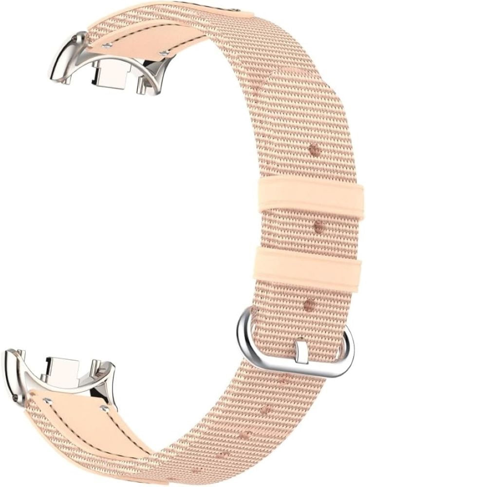 Correa de cuero y tela para Xiaomi Band 8-9 Rosado Correa de cuero y tela para Xiaomi Band 8-9 Rosado