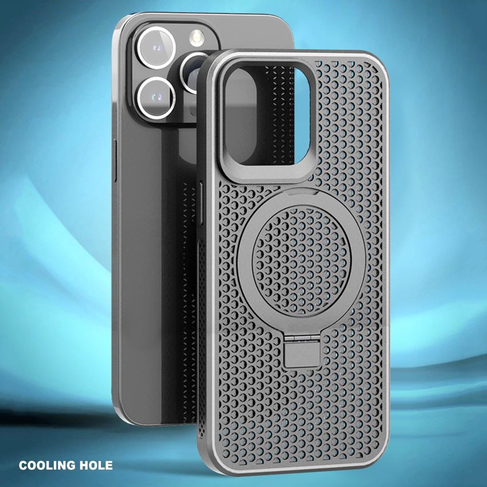 Case moket con soporte y magsafe para iphone 13 pro gris