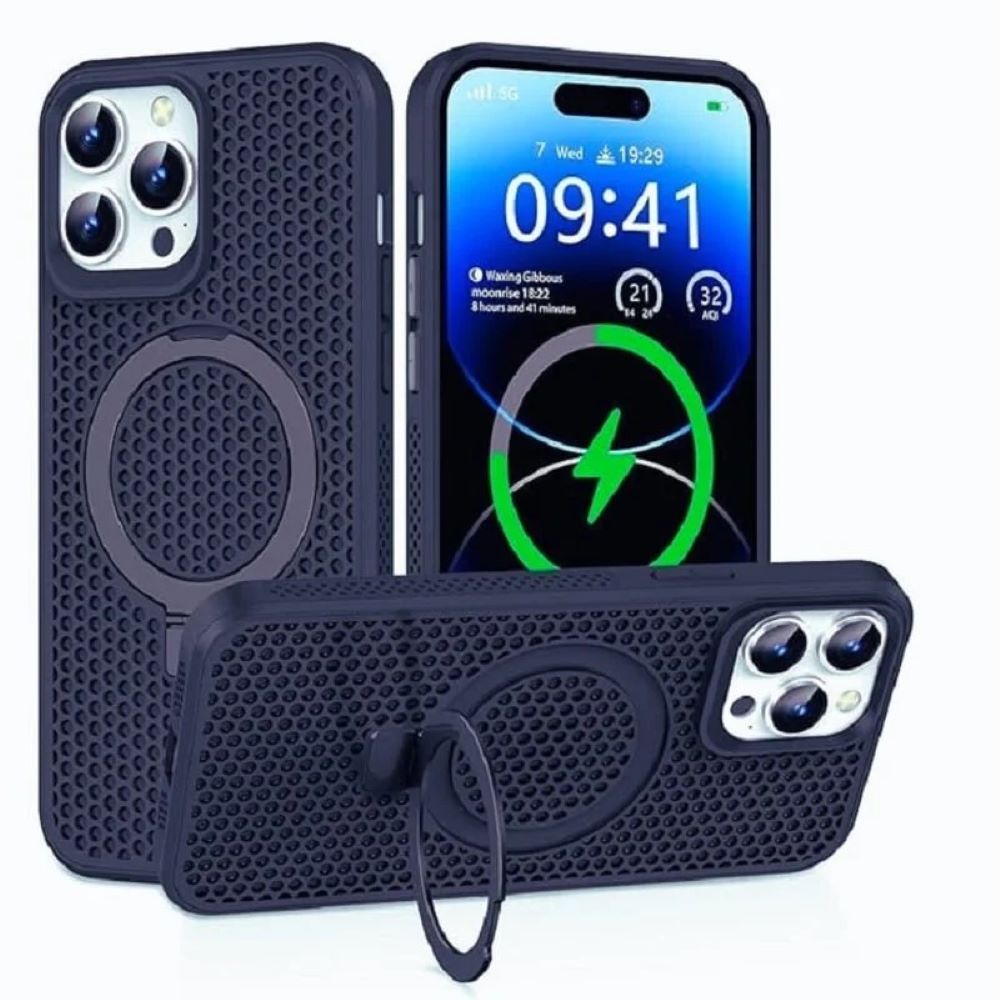 Case moket con soporte y magsafe para iphone 15 pro max azul Case moket con soporte y magsafe para iphone 15 pro max azul