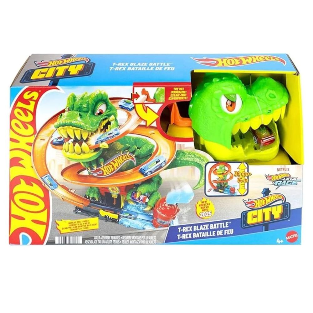 Pista Hotwheels City T-Rex Vs Estacion Bomberos Oechsle