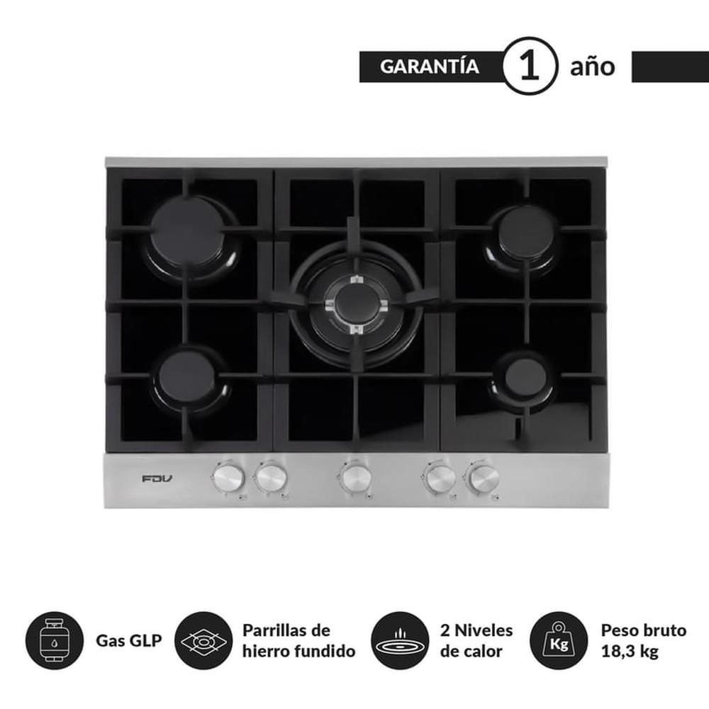 Encimera Deluxe Chef 75 cm Gas GLP FDV