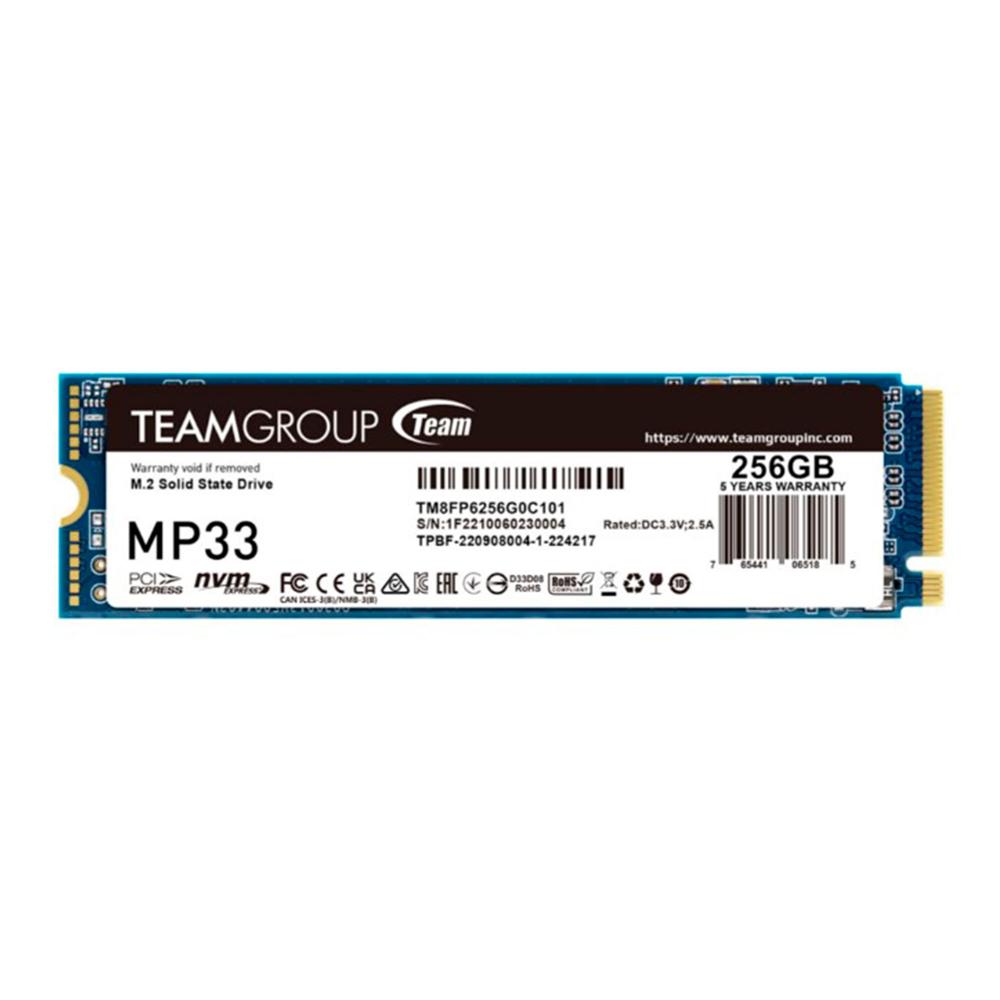 UNIDAD DE ESTADO SOLIDO INTERNO TEAMGROUP MP33 256GB M.2 PCIE GEN3 X 4 NVME - P/N: TM8FP6256G0C101