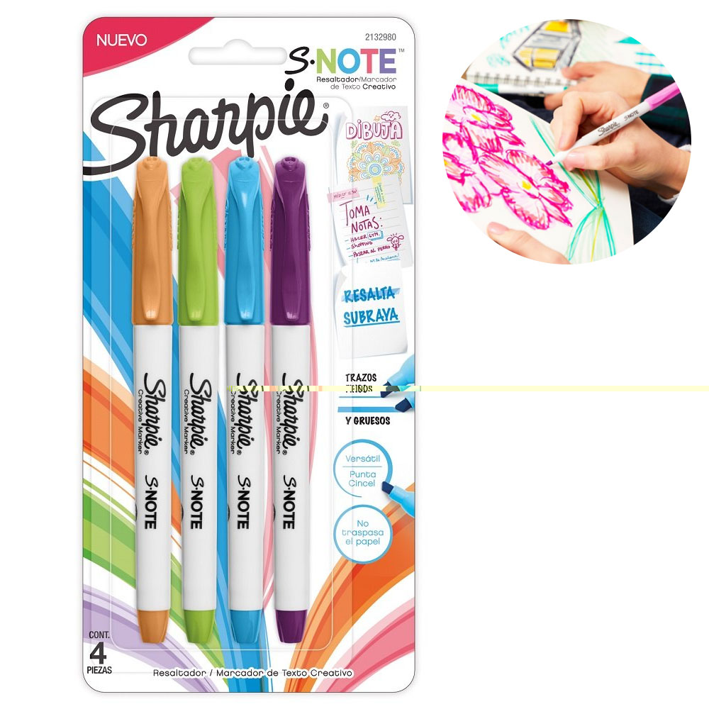 Resaltador Sharpie Note x4 Colores Intensos 2132980