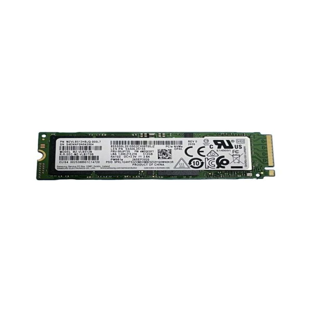 UNIDAD SSD INTERNO SAMSUNG PM981A 512GB M.2 NVME 2464MB/S ESCRITURA 2353MBS P/N: MZVLB512HBJQ-000L7