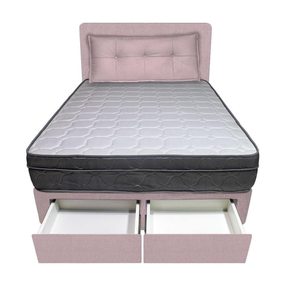 Dormitorio Turin + 2 Cajones 1.5 Plz + Cabecera + Cojin - Rosado Dormitorio Turin + 2 Cajones 1.5 Plz + Cabecera + Cojin - Rosado