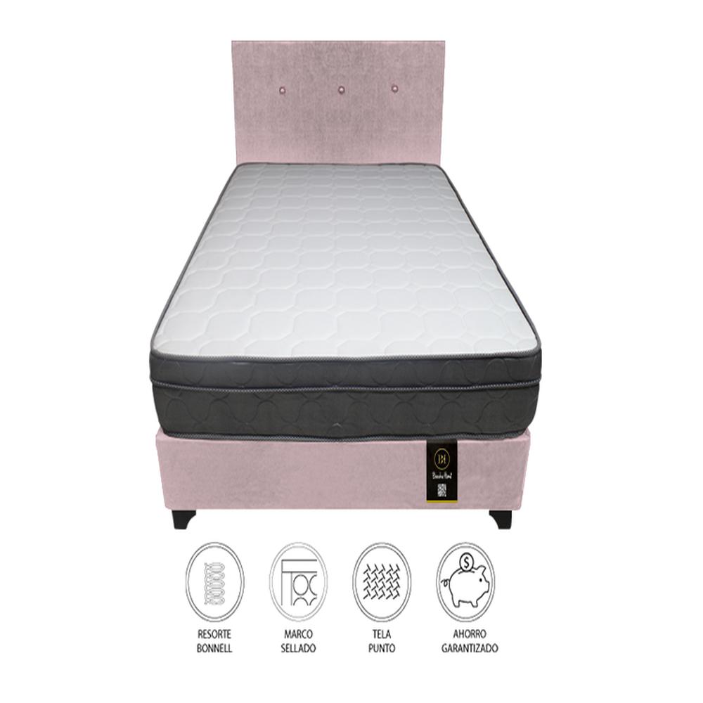 Dormitorio Turin 1.5 Plz + Cabecera + 1 Almohada - Rosado Dormitorio Turin 1.5 Plz + Cabecera + 1 Almohada - Rosado