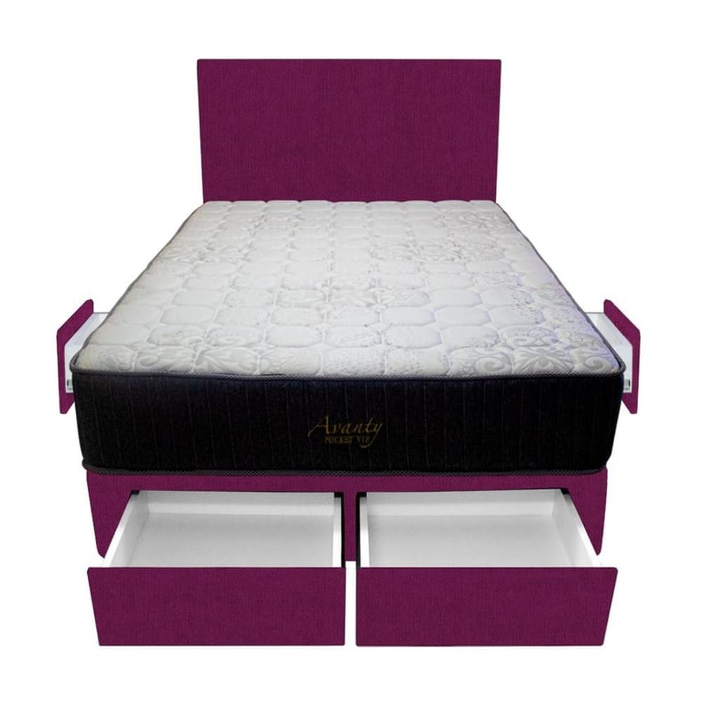 Dormitorio Pocket Vip + 4 Cajones 1.5 Plz + Cabecera - Purpura Dormitorio Pocket Vip + 4 Cajones 1.5 Plz + Cabecera - Purpura