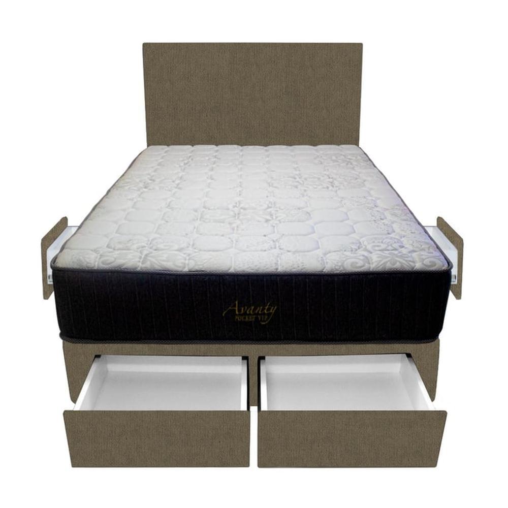 Dormitorio Pocket Vip + 4 Cajones 1.5 Plz + Cabecera - Beige Oscuro Dormitorio Pocket Vip + 4 Cajones 1.5 Plz + Cabecera - Beige Oscuro