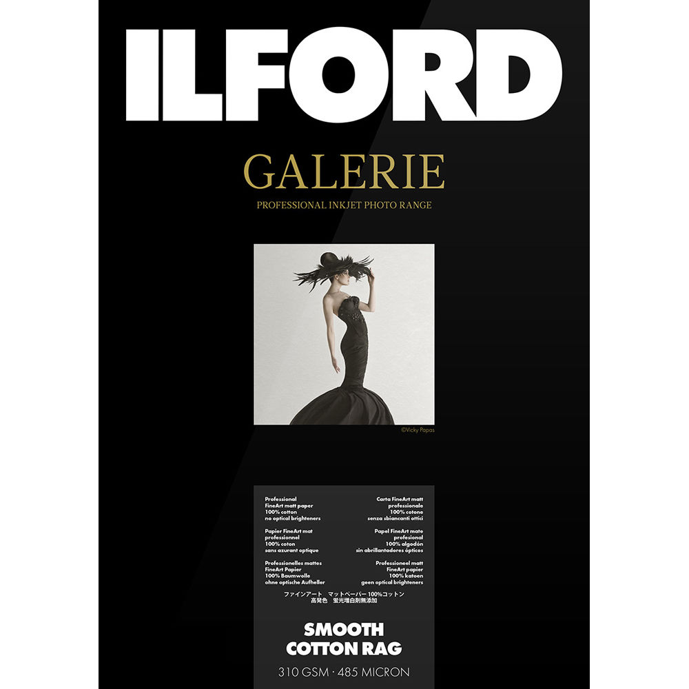 Ilford GALERIE Smooth Cotton Rag Paper (8.5 x 11"", 25 Hojas) - 100% Algodón, 310 gsm, 19 mil, >98% O