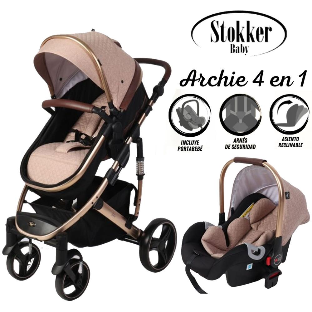 Coche Moises de Lujo 4 en1 Con Porta Bebé Stokker Baby Beige Coche Moises de Lujo 4 en1 Con Porta Bebé Stokker Baby Beige