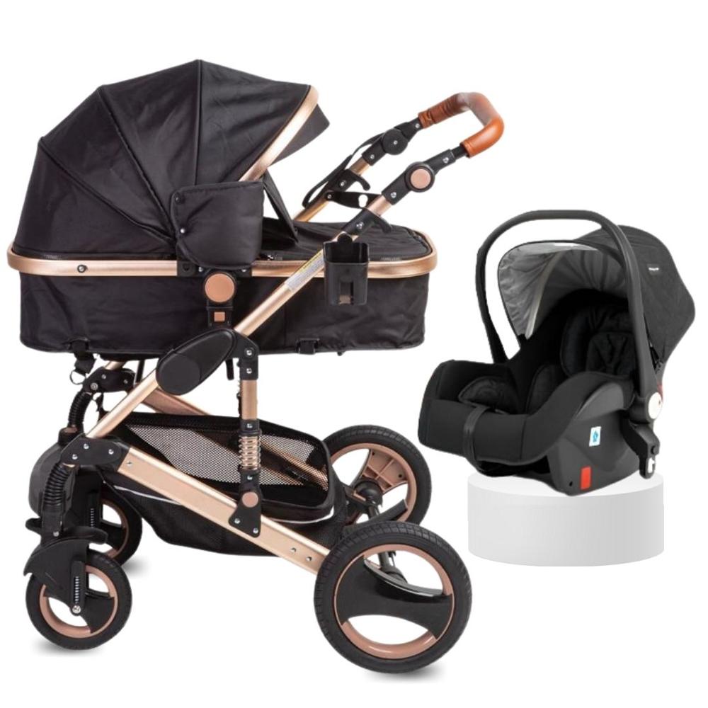 Coche Cuna Travel System Voyage Zeus con Porta Bebé Negro Coche Cuna Travel System Voyage Zeus con Porta Bebé Negro