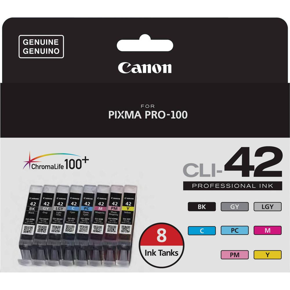 Paquete de Tintas de Ocho Colores Canon CLI-42 para Impresora Inalámbrica Profesional PIXMA PRO-100