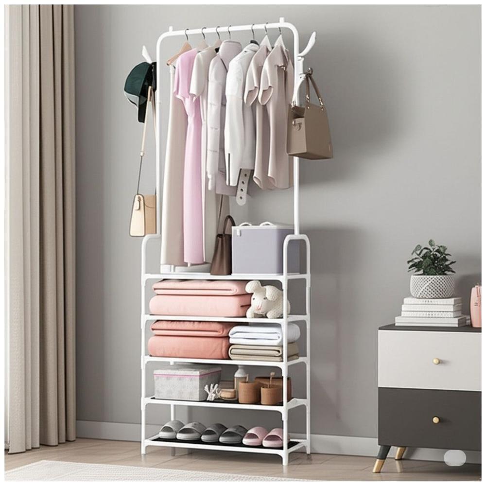 Colgador de Ropa Zapatera Elegante 5 Niveles 170x60x29.5cm Blanco
