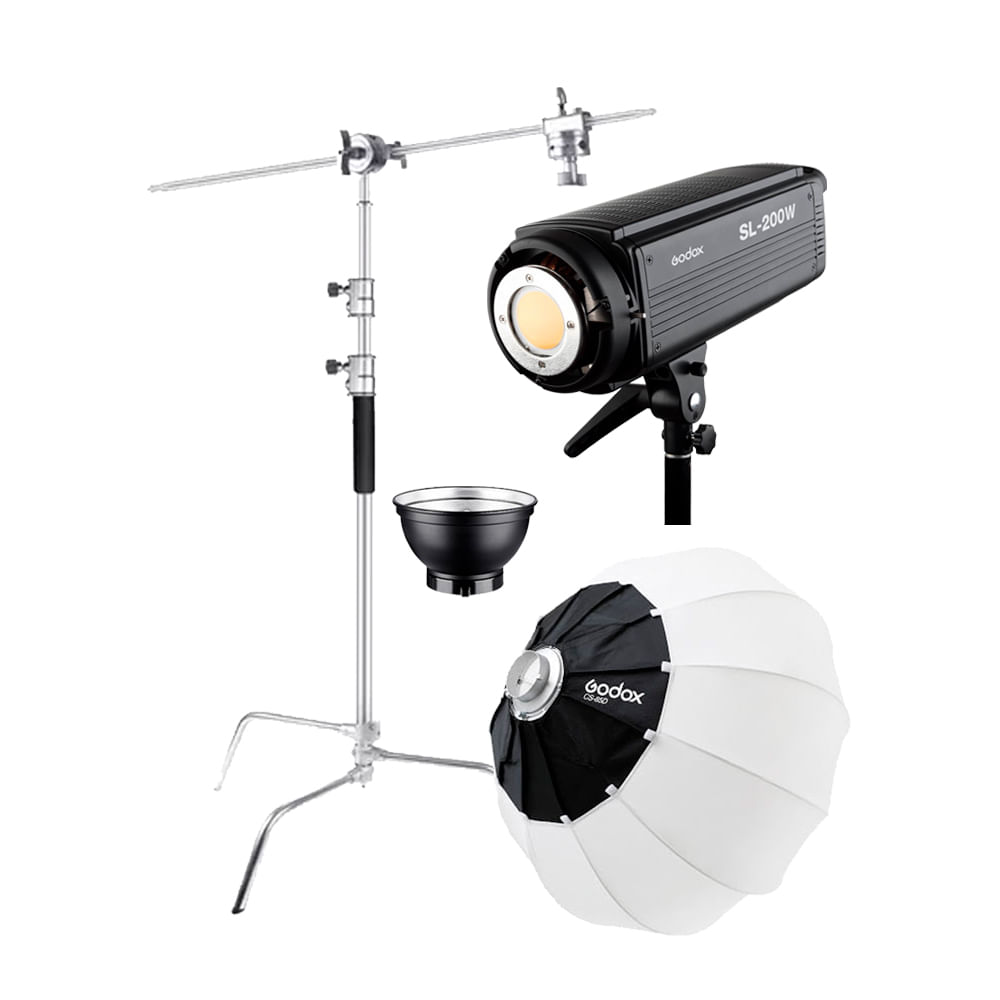Combo Luz Continua Godox SL200W + Parante Neewer CSTAND + Softbox Godox CS-85D (Gratis: Reflector)