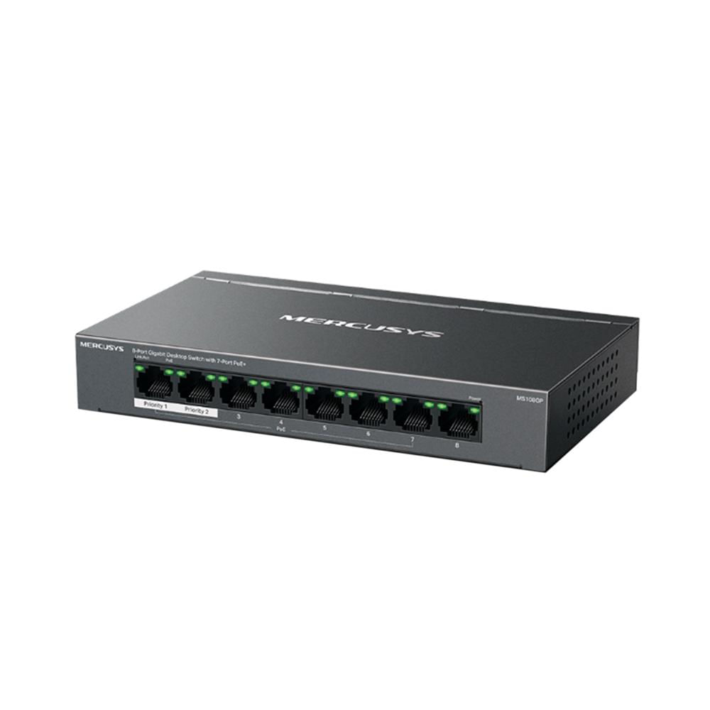 SWITCH MERCUSYS MS108GP 8 PUERTOS RJ45 DE 10/100/1000 MBPS, MONTAJE EN PARED P/N: MS108GP