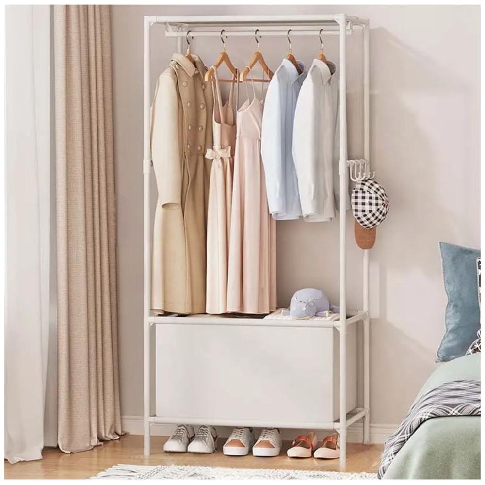 Colgador de Ropa Zapatera Elegante con Cesta de Almacenamiento 163x59x40cm Blanco