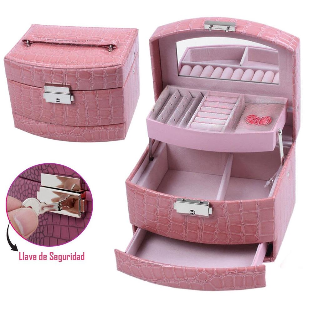 Organizador de joyas 3 niveles grande con llave