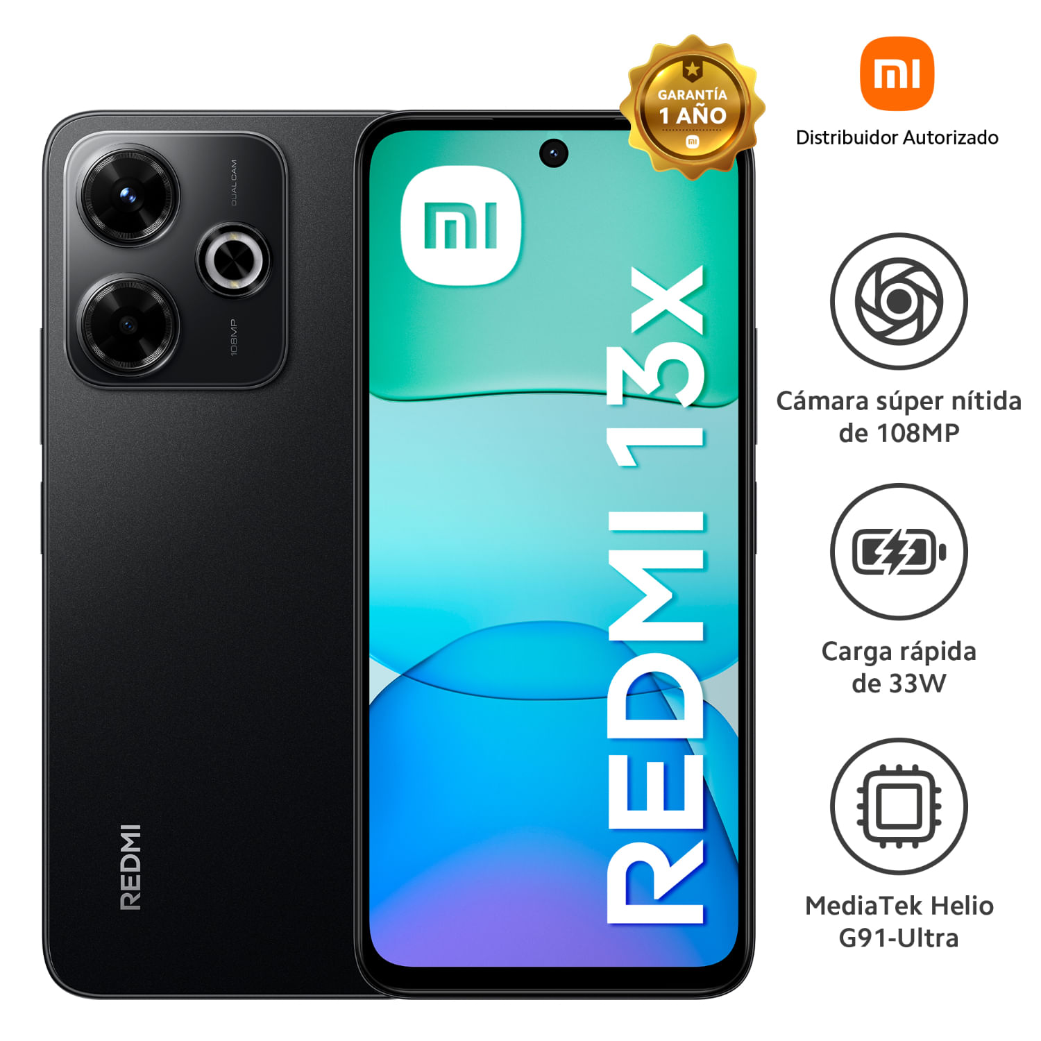 Celular Redmi 13x 8GB RAM 256GB ROM 6.79"" Midnight Black