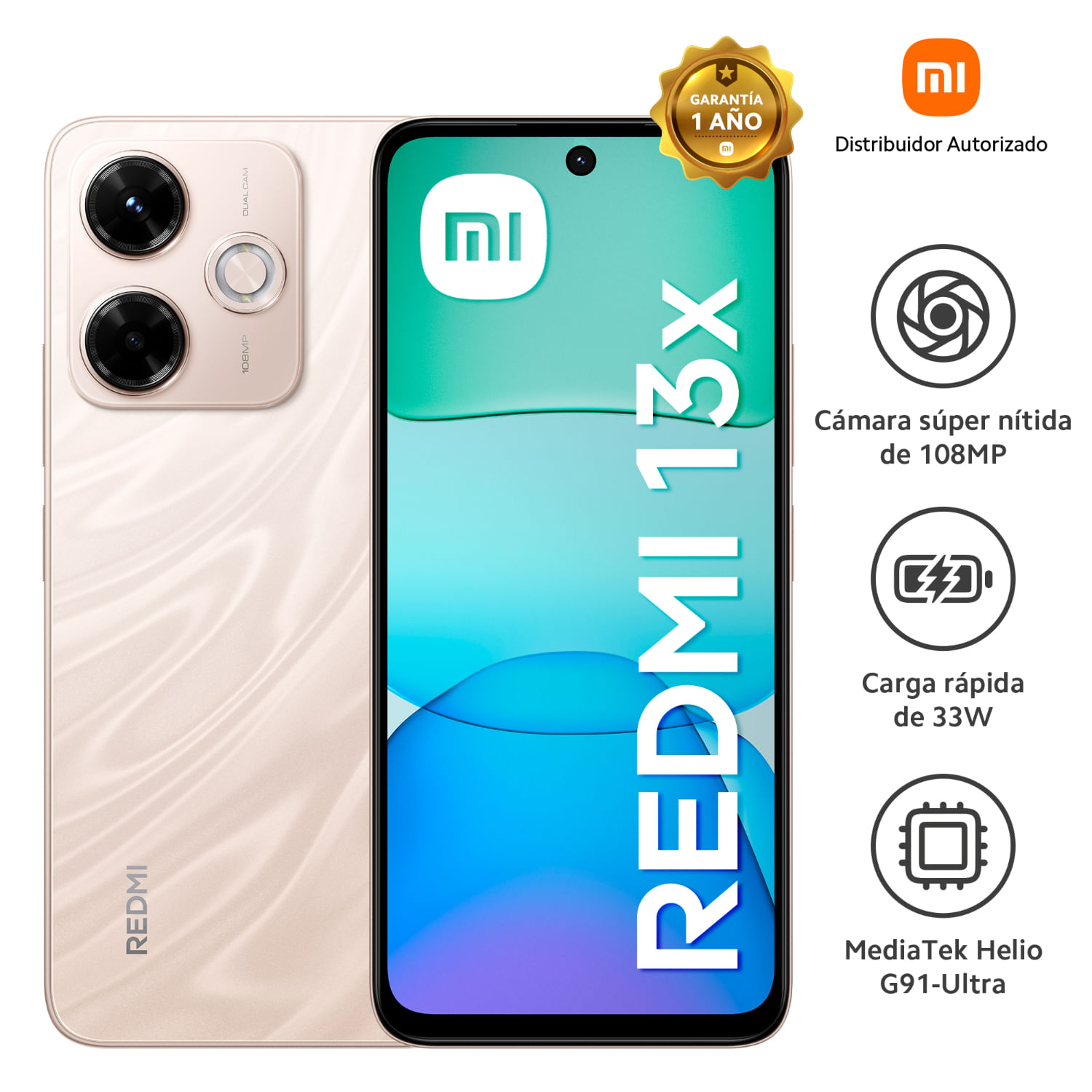 Celular Redmi 13x 8GB RAM 256GB ROM 6.79"" Silk Gold