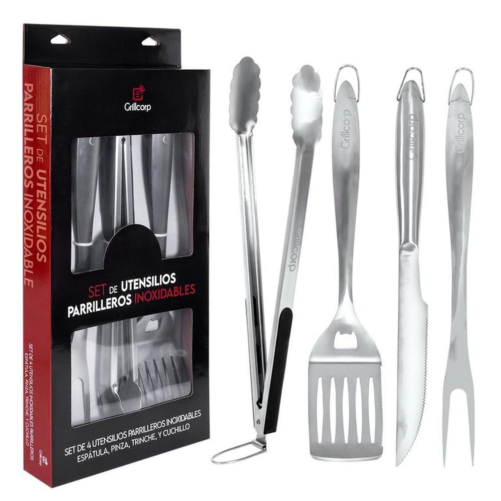 Set de Utensilios Parrilleros Profesionales Grillcorp Inoxidables