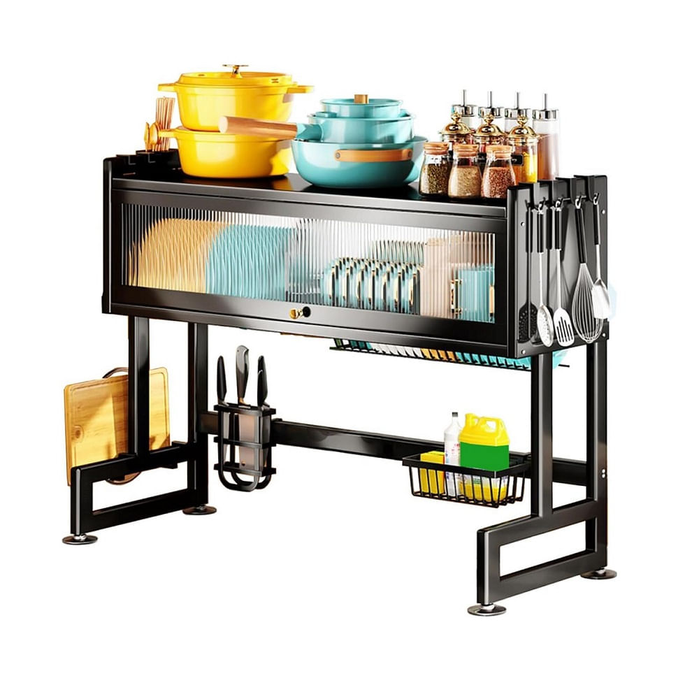 Rack Escurridor con Tapa Acrilica Almacenamiento para Platos O Vajillas