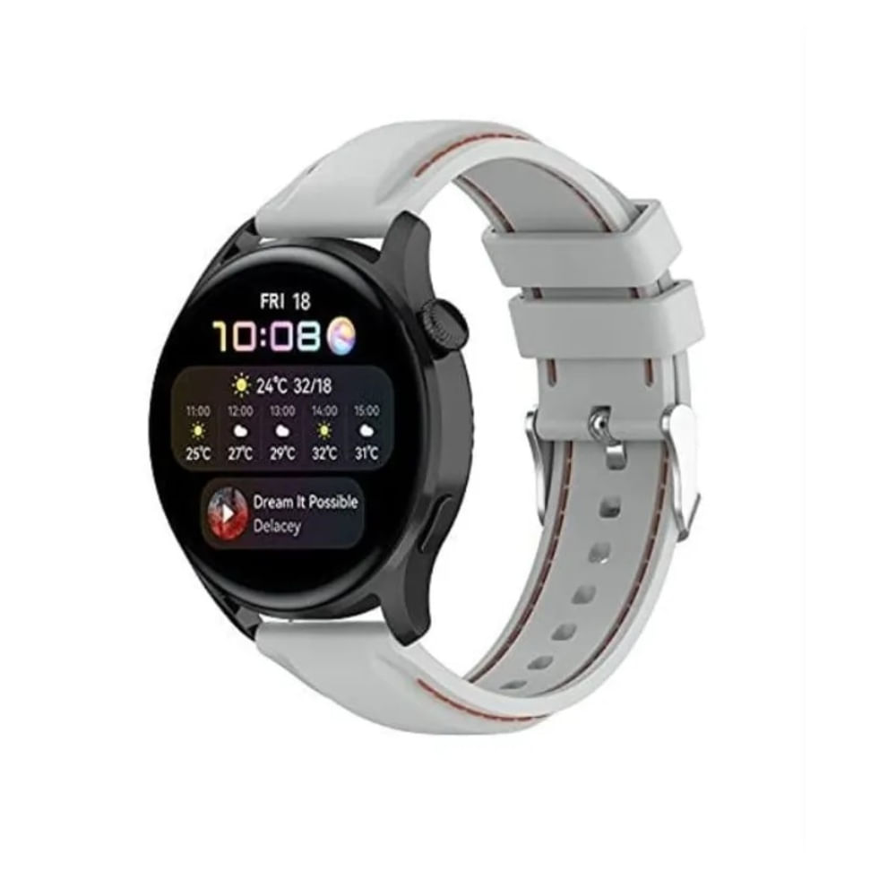 Correa silicona cosida para smartwatch 22mm gris| Oechsle