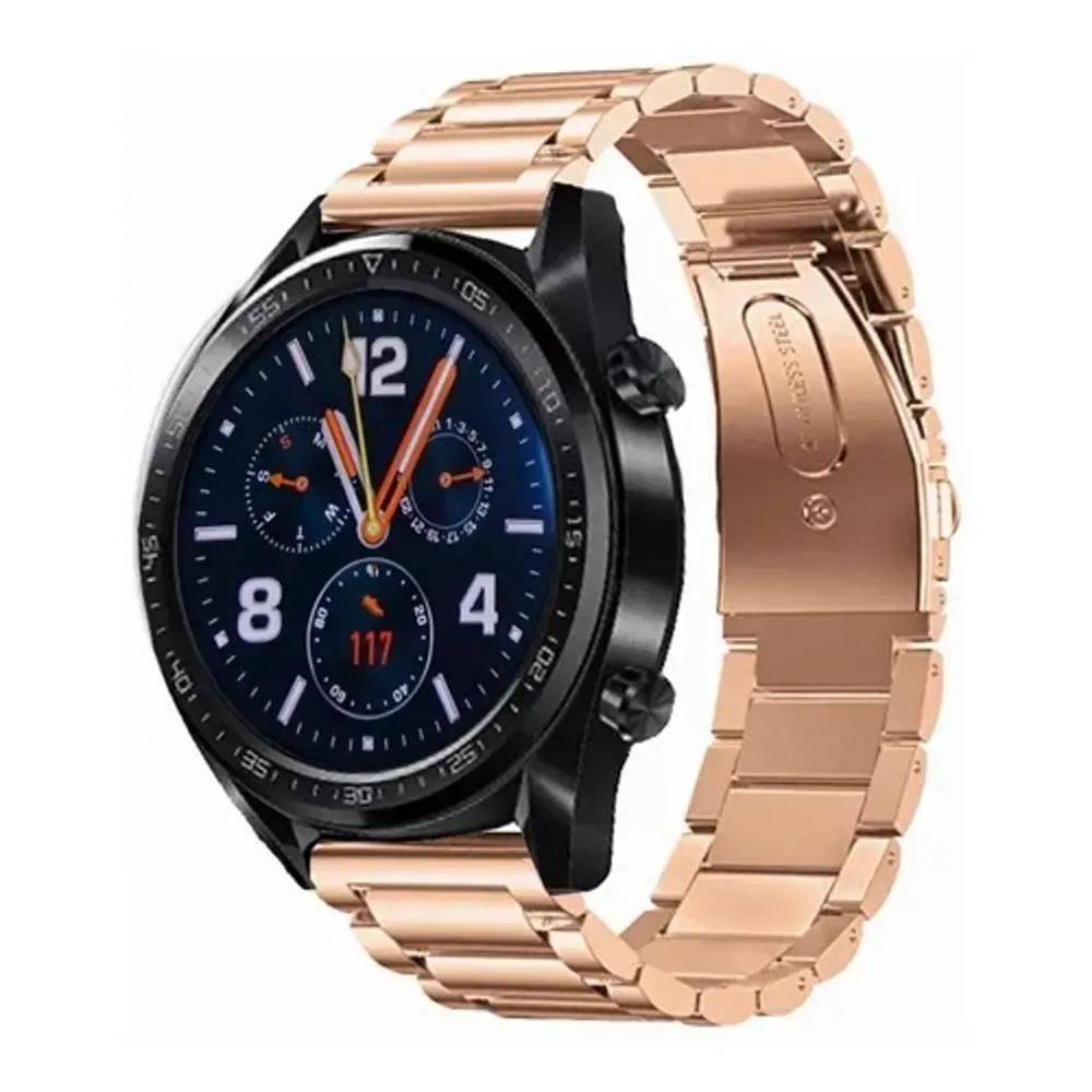 Correa de eslabones acero inox para smartwatch 22mm oro rosa