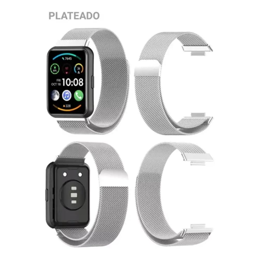 Correa metalica para huawei watch fit plateado