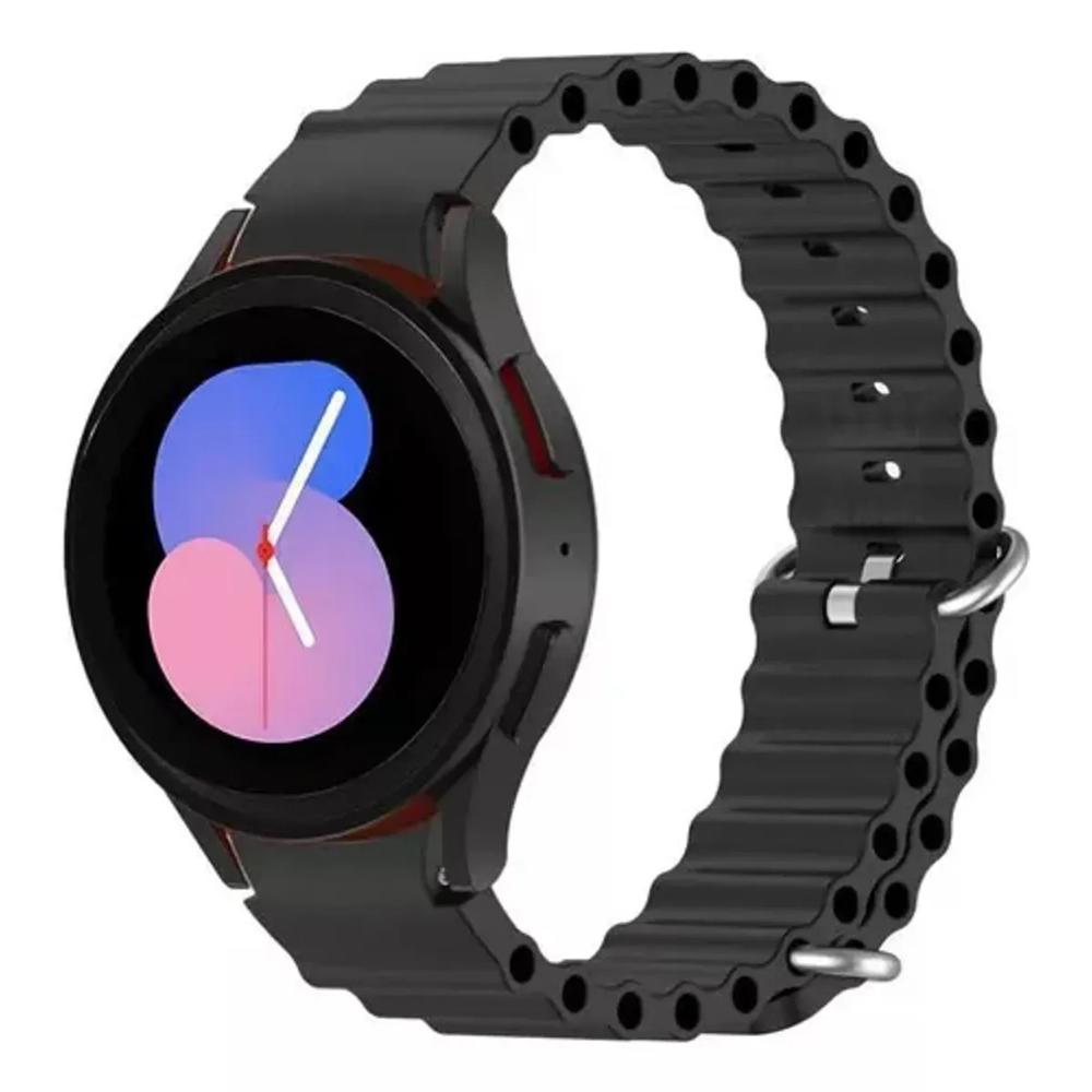 Correa silicona corrugada para samsung watch 4-5-5 pro-6 negro