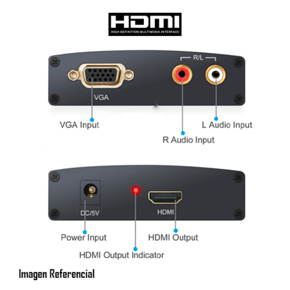 CONVERTIDOR DE VGA GENERICO- C/AUDIO A HDMI COLOR NEGRO