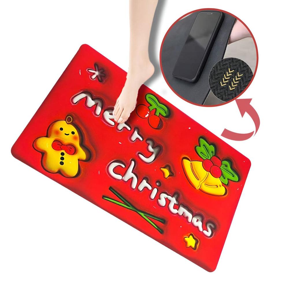 Alfombra Absorbente 3D Navidad Merry Blanco 532MB03