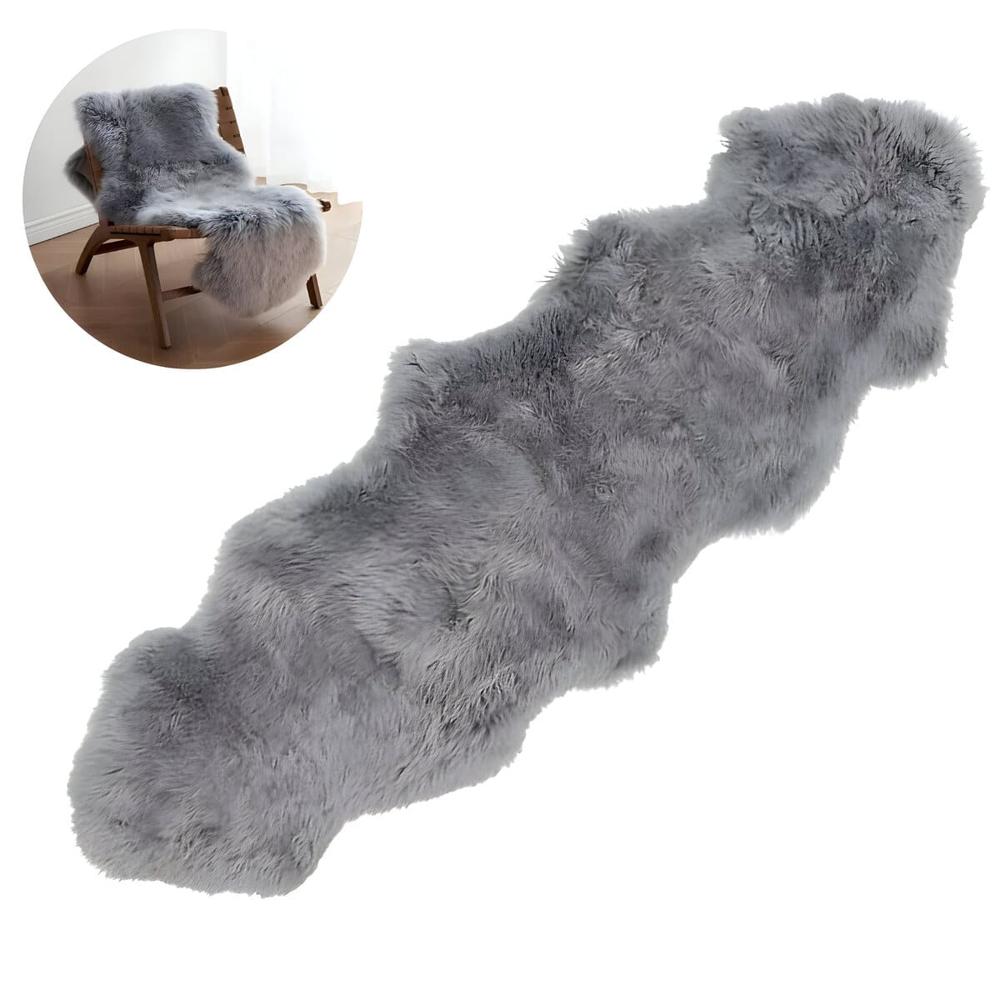 Alfombra Bajada De Cama Peluda Gris Claro  475AGC02