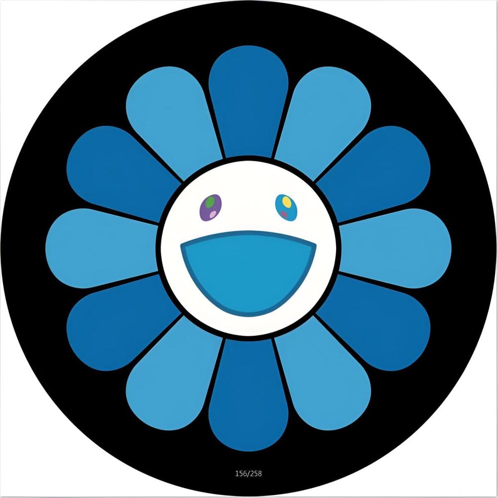 Alfombra Modelo Circular De Pelo Corto Girasol Azul  584AZ02