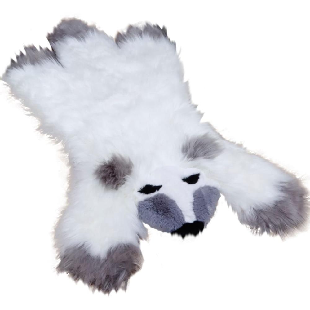 Alfombra Para Sala y Dormitorio Modelo Oso Pelo Largo De 90 Cm x 60 Cm Blanco con Gris 02OBLG11