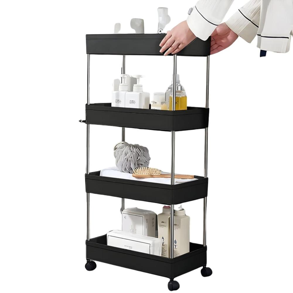 Carrito Organizador Multiuso Pinpin De 4 Niveles Ancho Negro  175NE01