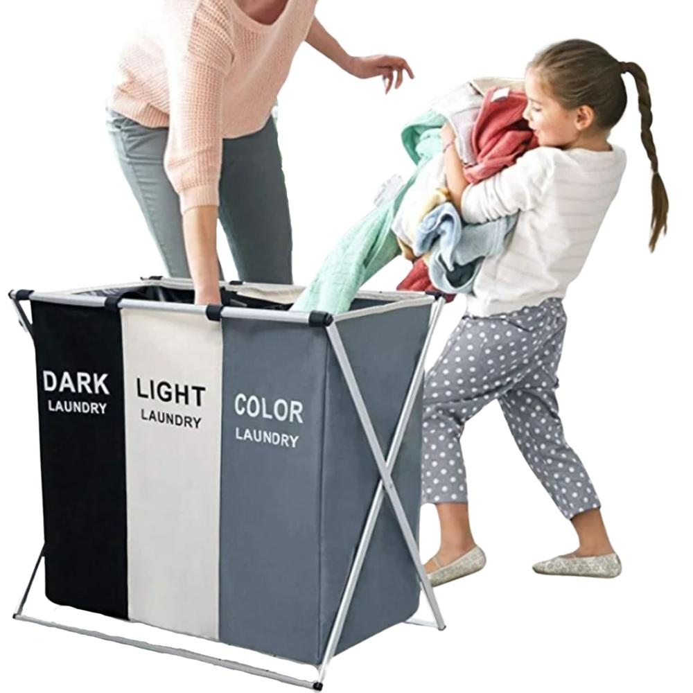 Cesta Plegable Organizador De Lavandería De 3 Divisiones 4030004