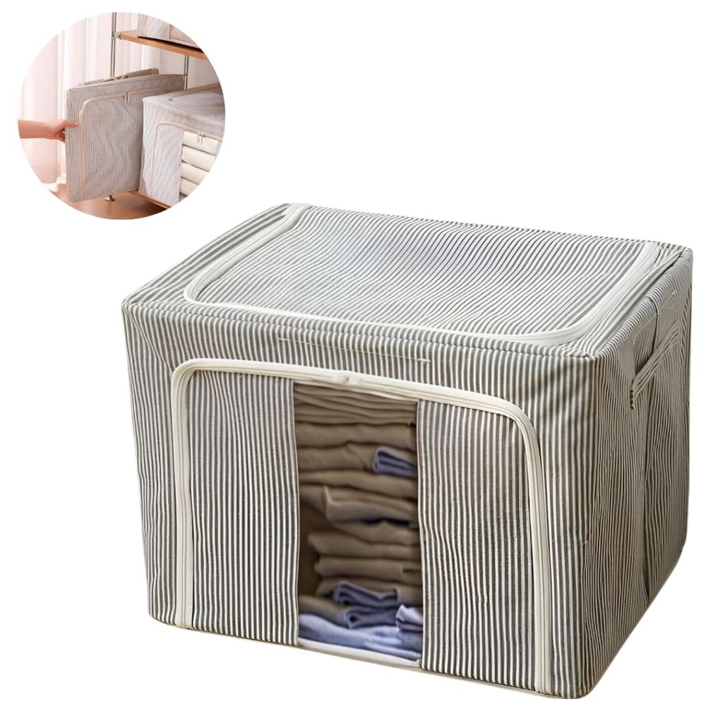 Cesta Plegable Para Sabanas Ropa Rayada Gris 603GR02