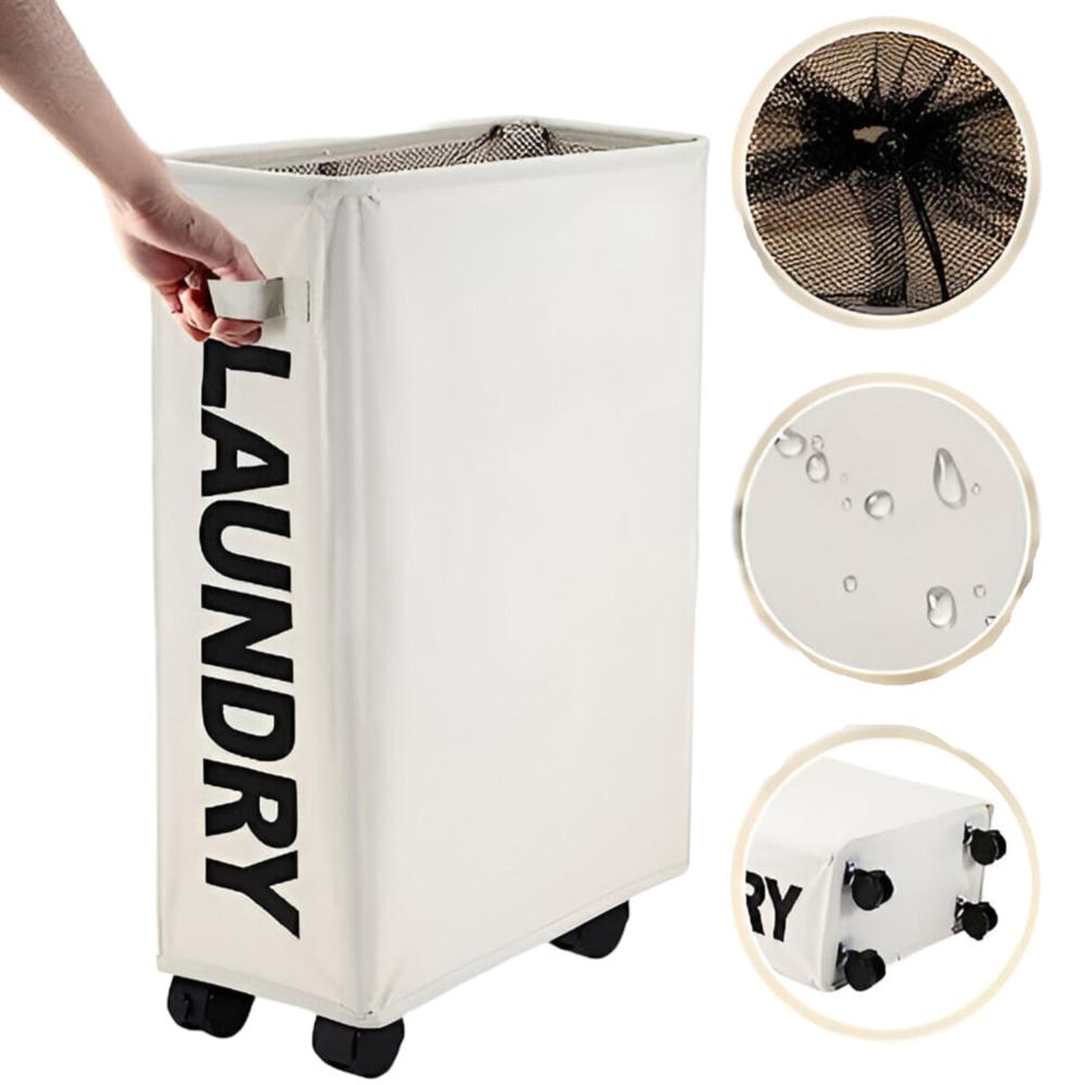 Cesto De Ropa Multiuso Con Ruedas Laundry Blanco Crema 575BC02