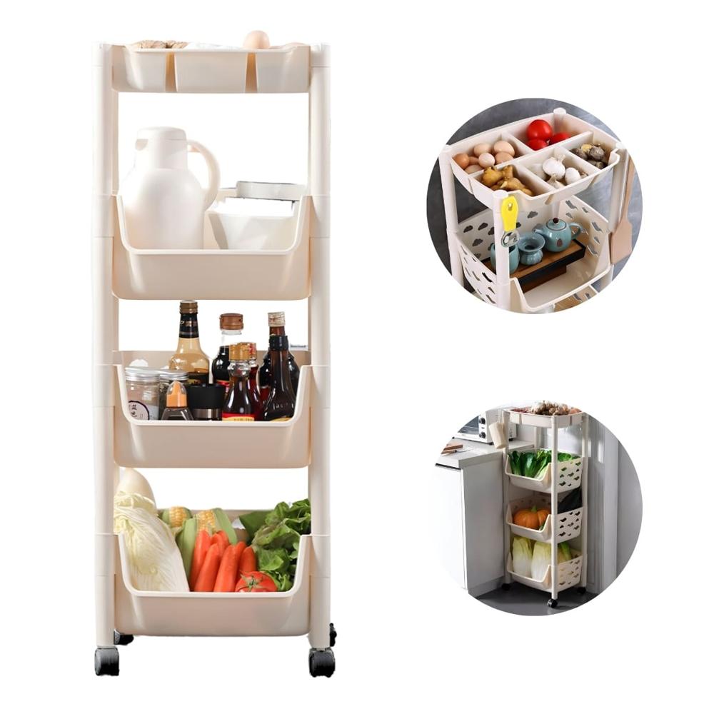 Estante Organizador De Cocina Multiuso De 4 Niveles Con Divisiones Hueso 358HS01