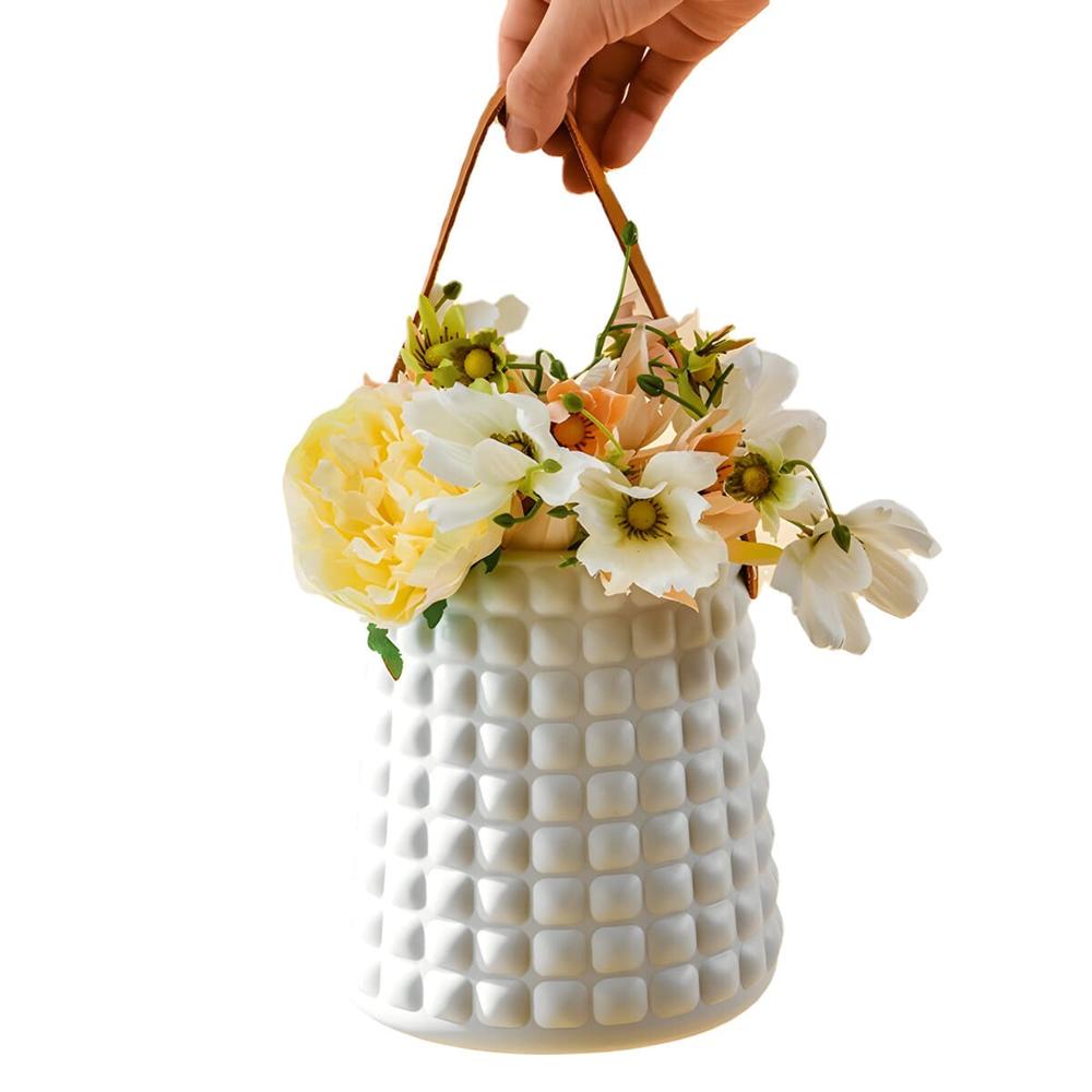 Florero Decorativo Modelo Primavera Cuadros Blanco 304CB11