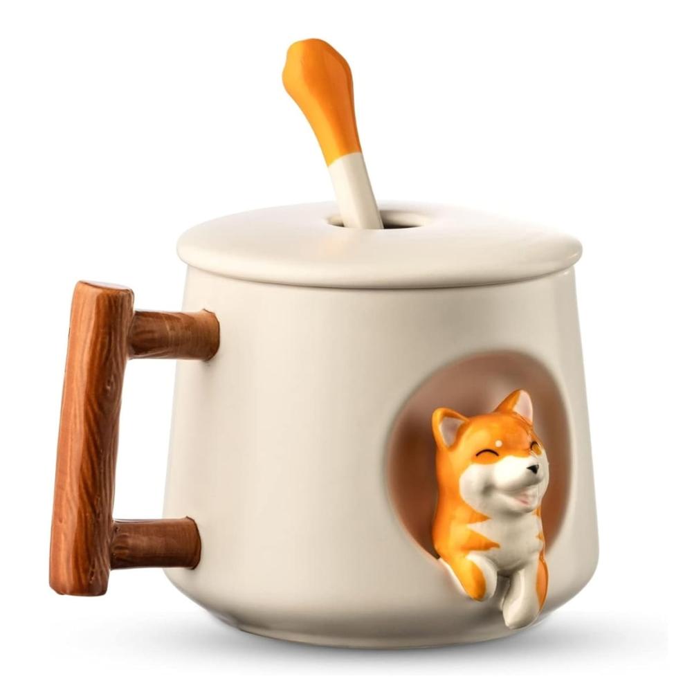 Juego De Taza Con Cuchara Modelo Shiba Blanco 714SBL08