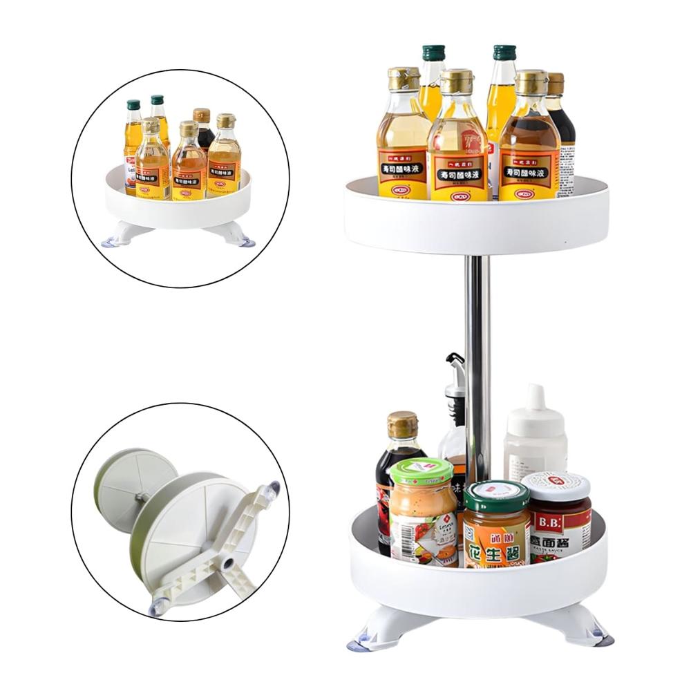 Organizador De Cocina Vertical Multiuso Giratorio 2 Niveles Blanco 307BL01